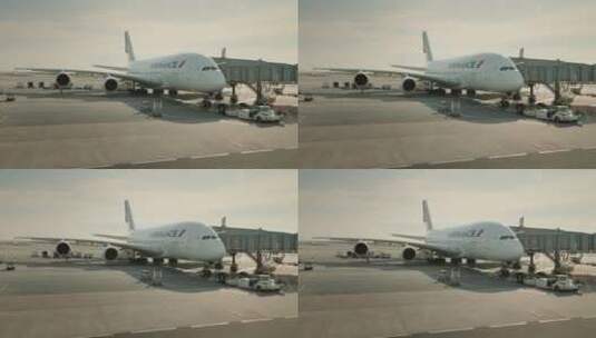 机场上停留的飞机高清在线视频素材下载