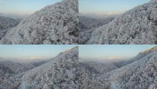 航拍湖北神农架风景区冬季雪山冰雪风光雪景高清在线视频素材下载