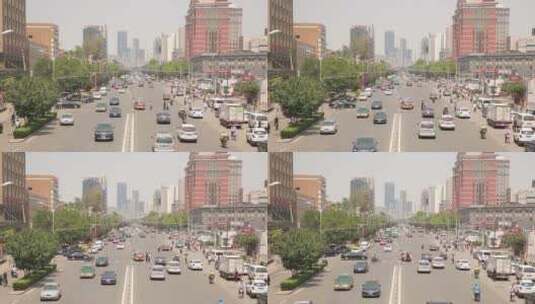 街景天桥上拍摄交通马路车流高清在线视频素材下载