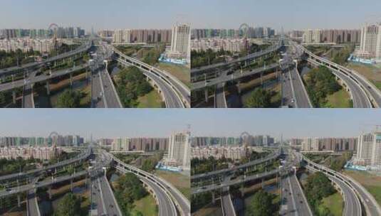 航拍 城市 拥堵 交通 车辆 行驶 郑州高清在线视频素材下载