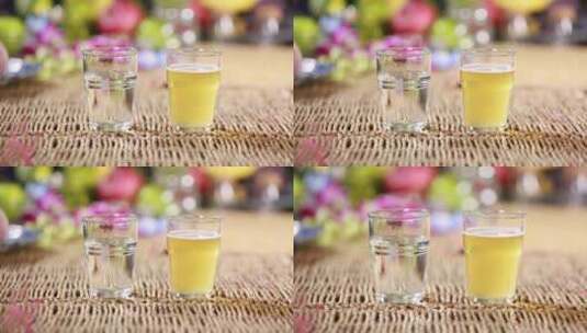 白酒和啤酒喝酒玻璃杯高清在线视频素材下载
