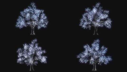 蓝色粒子全息树带通道4K高清在线视频素材下载