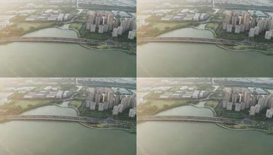 中国江苏苏州金鸡湖湖东城市风景高清在线视频素材下载