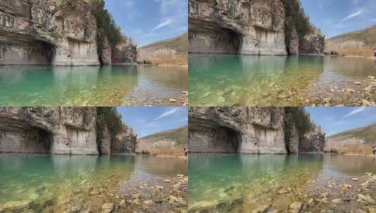 济南南部山区云河桥，水质清澈见底高清在线视频素材下载
