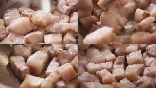 【镜头合集】炒肉猪肉块高清在线视频素材下载