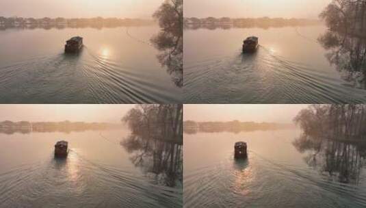 20 杭州 风景 航拍 西湖 小船高清在线视频素材下载