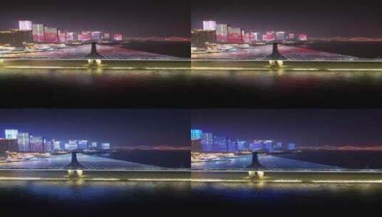夜晚银盆岭大桥车流-城市夜景-竖版高清在线视频素材下载
