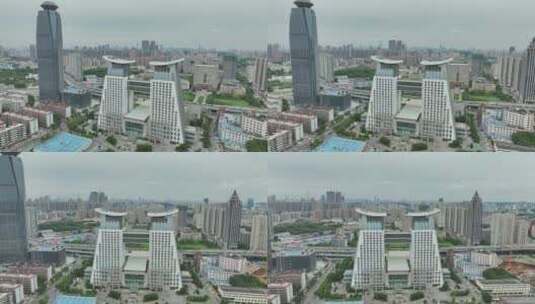 湖北省出版城，俯视环绕镜头高清在线视频素材下载