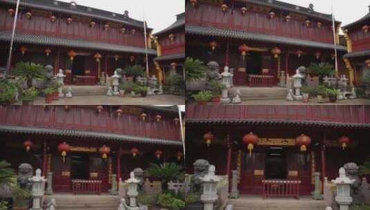 浙江绍兴乐古寺禅院建筑风景高清在线视频素材下载