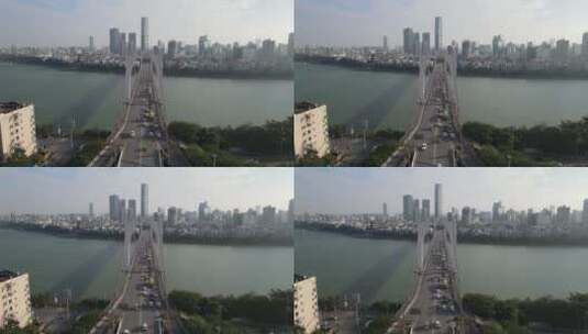 航拍广西柳州柳江桥梁高清在线视频素材下载