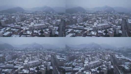 4K雪天冬季城镇航拍素材高清在线视频素材下载