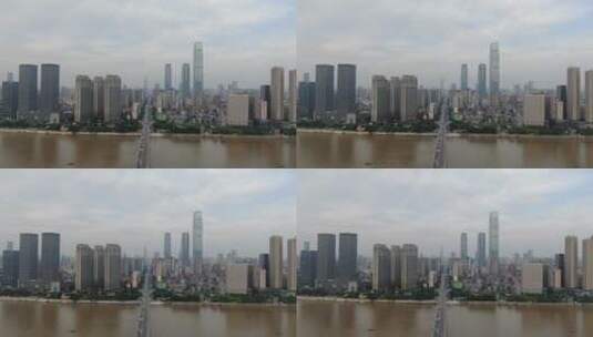 城市航拍湖南长沙湘江CBD高楼高清在线视频素材下载