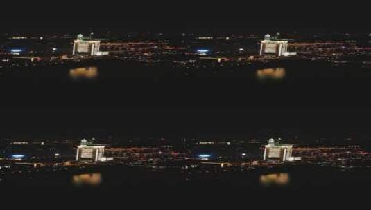 城市航拍湖南交警大楼夜景灯光高清在线视频素材下载