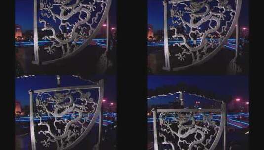 北京古观象台纪限仪俯拍北京桥夜景亮灯上摇高清在线视频素材下载