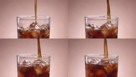 【正版素材】可乐加冰块大特写高清在线视频素材下载