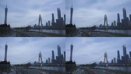 广州塔雨后车轨延时高清在线视频素材下载