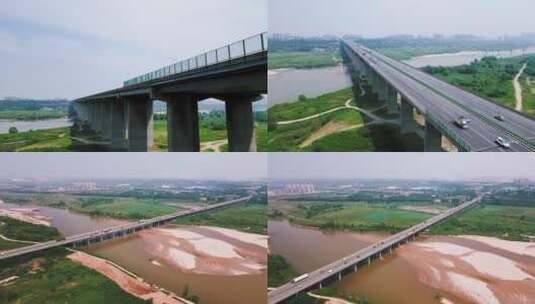 包茂高速渭河大桥航拍高清在线视频素材下载
