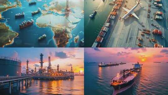 国际供应链 全球贸易体系 海运空运物流高清在线视频素材下载