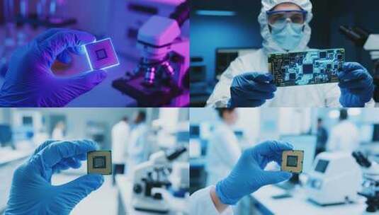 未来科技概念信息化科学创新科研人员芯片高清在线视频素材下载