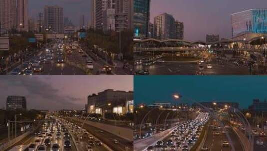上海中环金沙江路天桥车流交通高清在线视频素材下载