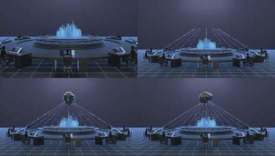 人工大脑和未来城市智能控制中心C4D动画高清在线视频素材下载