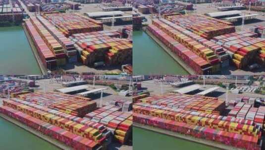 深圳盐田港集装箱堆放区中景左环绕高清在线视频素材下载