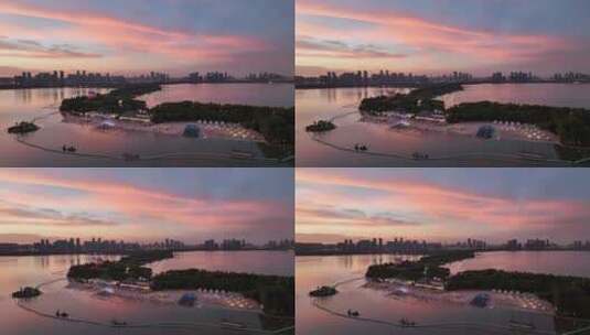 航拍武汉东湖风景区高清在线视频素材下载