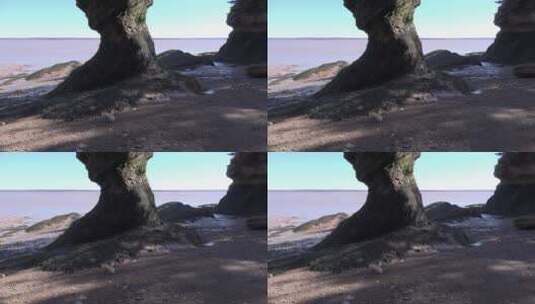 海边石柱特写高清在线视频素材下载