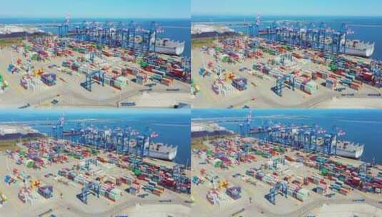上海物流码头集装箱-货物-进口-出口-装运高清在线视频素材下载