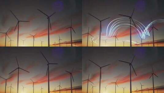 阳光下的风力涡轮机高清在线视频素材下载
