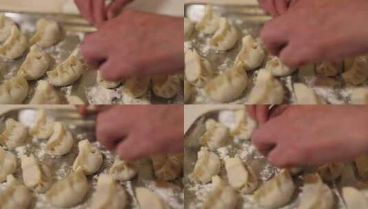 准备好的饺子新年团圆饭高清在线视频素材下载