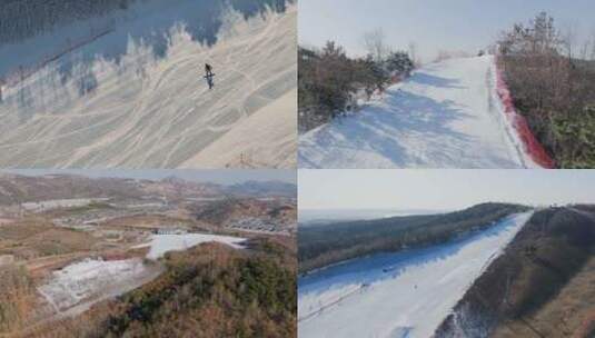 8K青岛藏马山滑雪场航拍高清在线视频素材下载