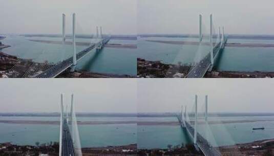 湖北荆州长江大桥航拍高清在线视频素材下载