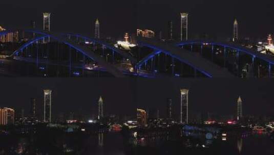 温州市中心夜晚航拍4k置信广场瓯海大道高清在线视频素材下载