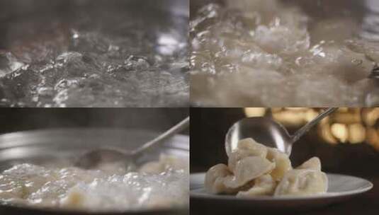 饺子，煮饺子下饺子蘸酱过年过节视频素材高清在线视频素材下载