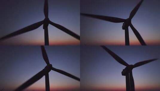 夕阳下的风力发电机风车高清在线视频素材下载