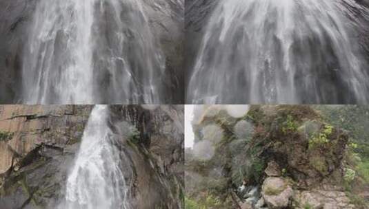 瀑布穿越机第一视角悬崖峭壁高山气势磅礴高清在线视频素材下载