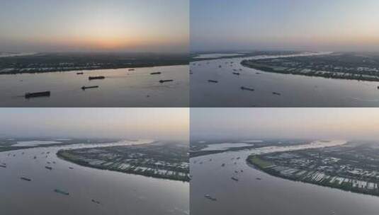 芜湖清晨航拍高清在线视频素材下载
