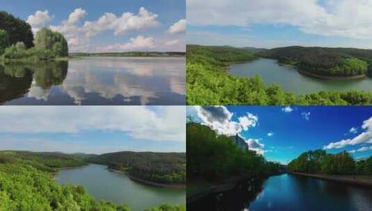 蓝天白云旅游风景湖面倒影高清在线视频素材下载