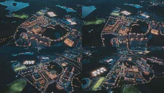 深圳北理莫斯科大学日落夜景航拍高清在线视频素材下载