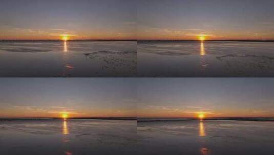 阿拉巴马州莫比尔湾附近沼泽上日落的倒影高清在线视频素材下载