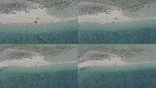 航拍沙滩上的黄色小船高清在线视频素材下载