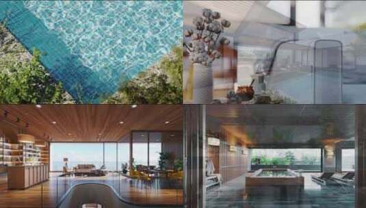 三维度假酒店  名宿  三维泳池 唯美泳池高清在线视频素材下载