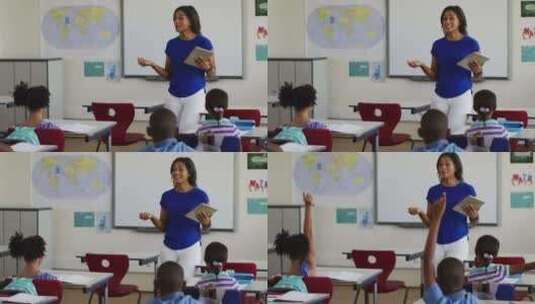 女老师站在讲台上提问高清在线视频素材下载