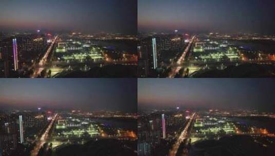 山东日照城市夜景灯光航拍高清在线视频素材下载