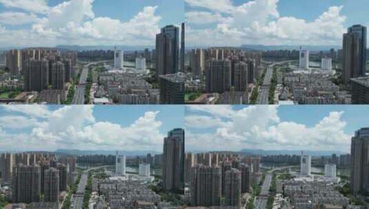航拍福建福州城市建设蓝天白云高清在线视频素材下载