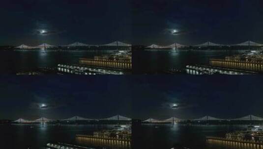 夜间桥梁天线高清在线视频素材下载