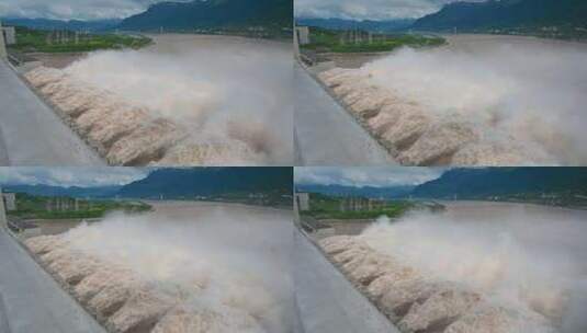 近距离实拍三峡大坝泄洪震撼场景高清在线视频素材下载