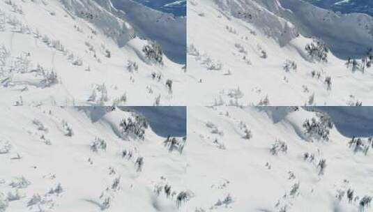 滑雪者在积雪覆盖的山上滑雪4k高清在线视频素材下载