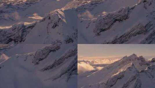 雪山滑雪山峰山巅日出高清在线视频素材下载